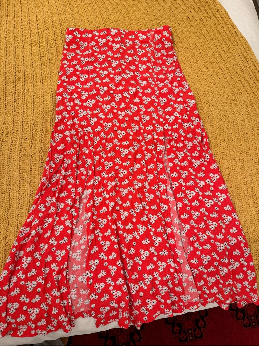 Pink Zara Floral Midi Skirt - Picture 1 of 5